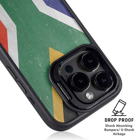 South Africa Flag Distressed iPhone 15 Pro Max Kickstand Case
